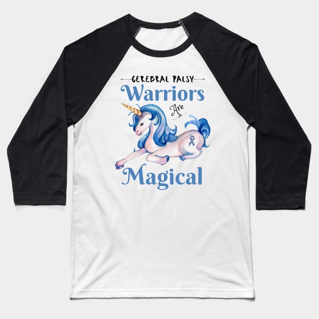 Cerebral Palsy Warriors Are Magical, Cute Green Unicorn Baseball T-Shirt by JustBeSatisfied